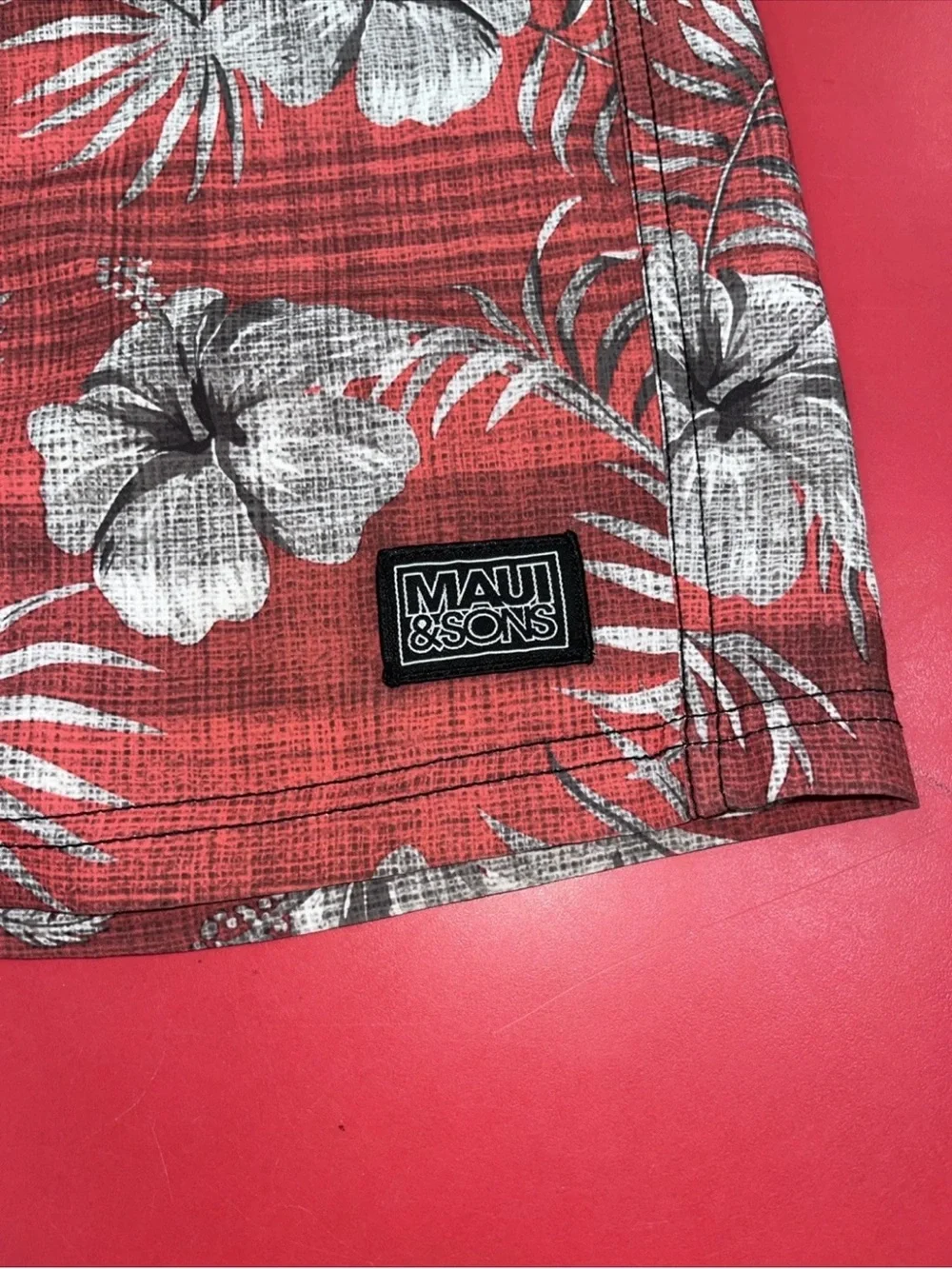 Maui and Sons Red Floral Palm Board Shorts